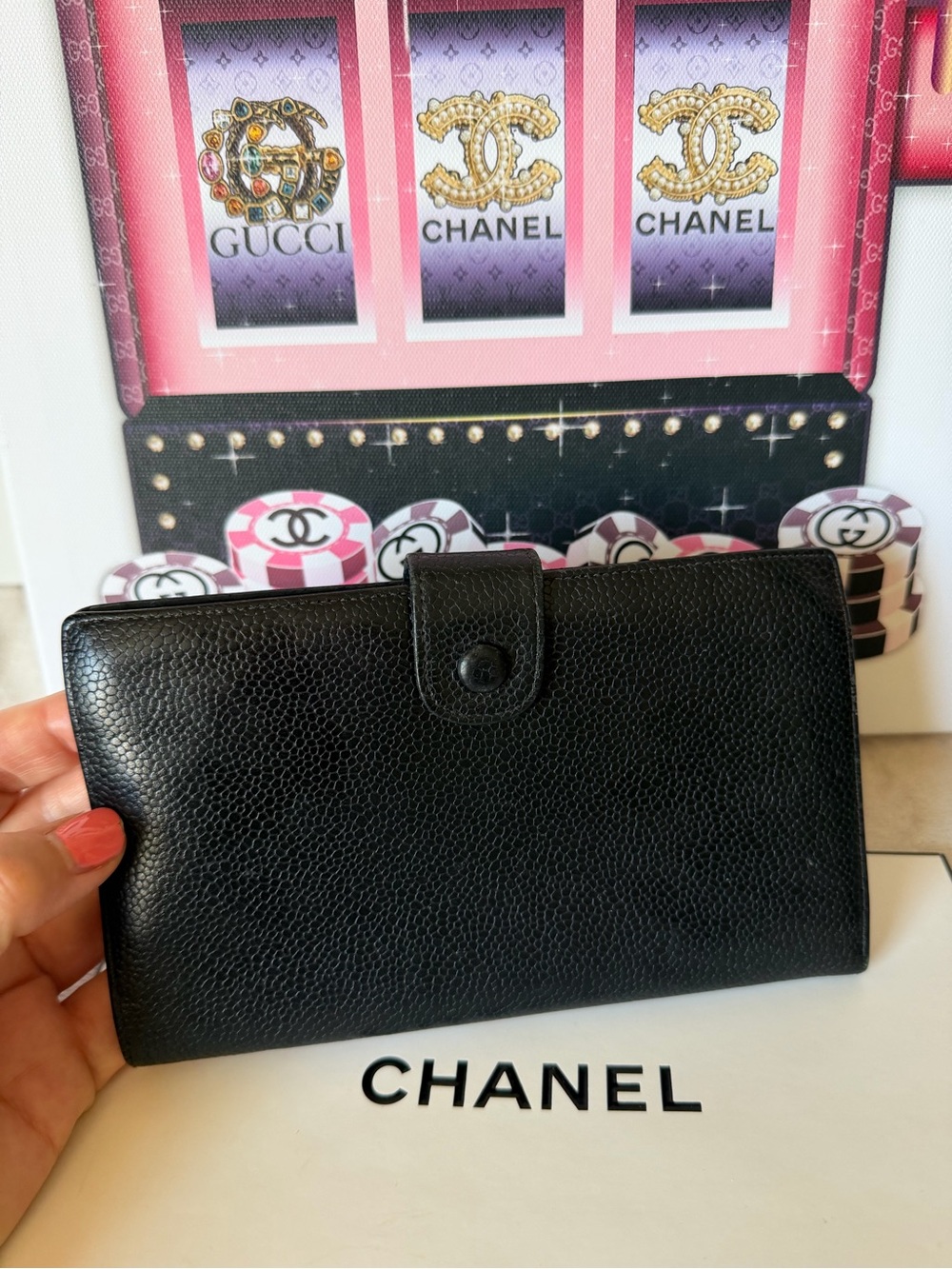 CHANEL Vintage Black Leather CC Logo Long Wallet - Picture 2 of 14